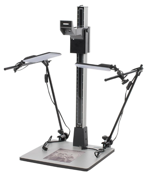 Copy stand camera scanning station